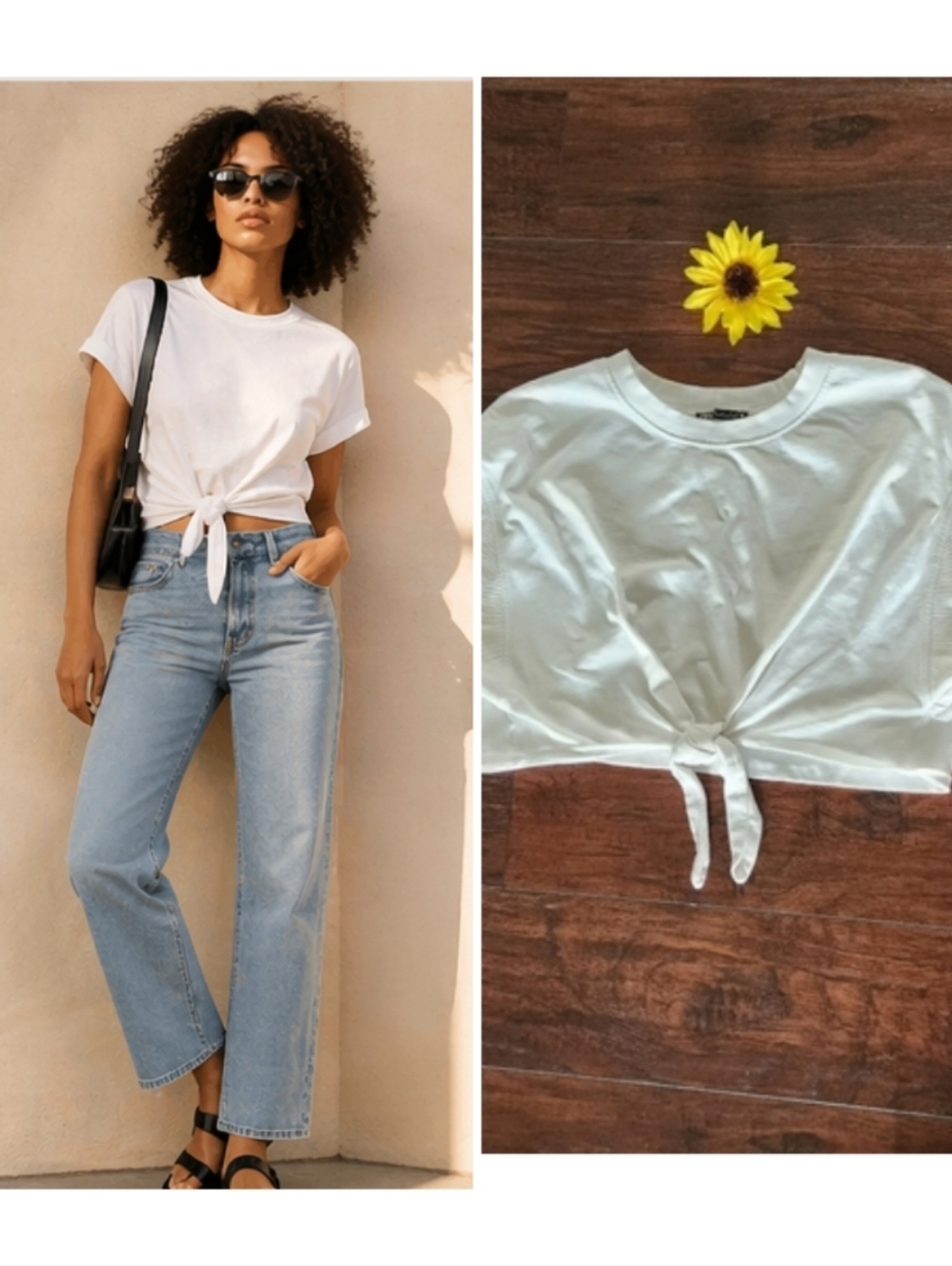 ZARA KNOTTED WHITE TOP/TEE